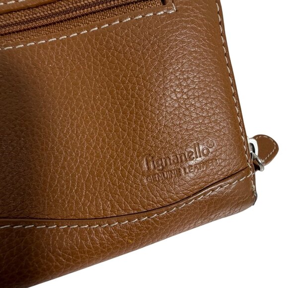 TIGNANELLO Large Pebble Leather Zip Around Wallet Clutch In Camel Tan 7.5x4" - Picture 2 of 13